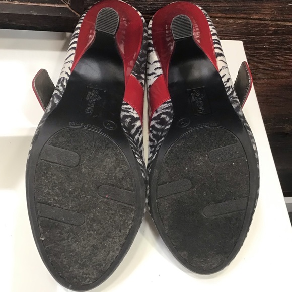 Fergalicious Celeste Patent Pump Zebra Print Leather Red High Heel Shoe SZ 7.5 - Picture 7 of 15